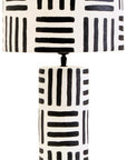 Black and White Papier Mache Table Lamp with Geometric Lines | Carta