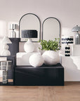 Black and White Papier Mache Table Lamp with Geometric Lines | Carta
