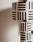 Black and White Papier Mache Table Lamp with Geometric Lines | Carta