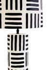 Black and White Papier Mache Table Lamp with Geometric Lines | Carta