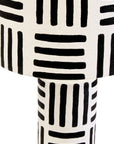 Black and White Papier Mache Table Lamp with Geometric Lines | Carta