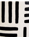 Black and White Papier Mache Table Lamp with Geometric Lines | Carta