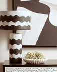 Black and White Curved Stripe Papier Mache Table Lamp | Carta