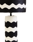 Black and White Curved Stripe Papier Mache Table Lamp | Carta