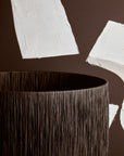 White Papier Mache Table Lamp with Black Raffia Shade | Carta