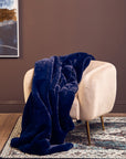 Bosie Navy Blue Faux Fur Throw | Lamina