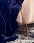 Bosie Navy Blue Faux Fur Throw | Lamina
