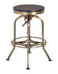 Gator Black Ash Wood and Brass Finish Adjustable Bar Stool
