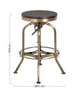 Gator Black Ash Wood and Brass Finish Adjustable Bar Stool