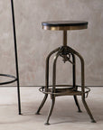 Gator Black Ash Wood and Brass Finish Adjustable Bar Stool