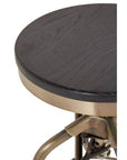 Gator Black Ash Wood and Brass Finish Adjustable Bar Stool