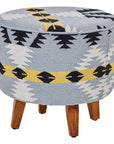 Cefena Kilim Style Footstool With Mango Wood Legs