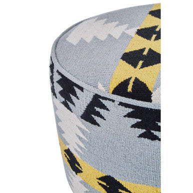 Cefena Kilim Style Footstool With Mango Wood Legs