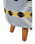 Cefena Kilim Style Footstool With Mango Wood Legs