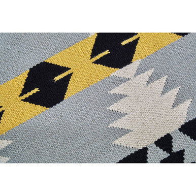 Cefena Kilim Style Footstool With Mango Wood Legs