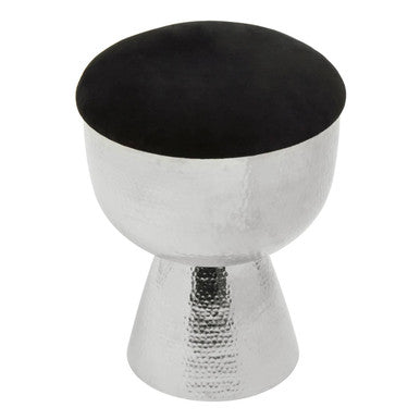 Jaipur Black Velvet Stool with Silver Finish Base