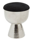 Jaipur Black Velvet Stool with Silver Finish Base