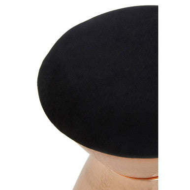 Jaipur Black Velvet Stool with Copper Finish Base