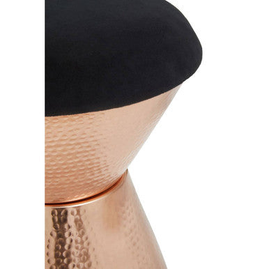 Jaipur Black Velvet Stool with Copper Finish Base