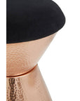 Jaipur Black Velvet Stool with Copper Finish Base