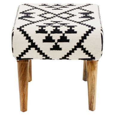 Cefena Black and White Berber Style Footstool