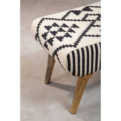 Cefena Black and White Berber Style Footstool