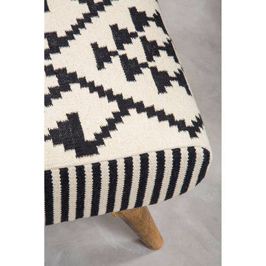 Cefena Black and White Berber Style Footstool