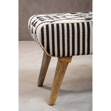 Cefena Black and White Berber Style Footstool