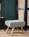 Cefena Black and White Berber Style Footstool