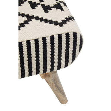 Cefena Black and White Berber Style Footstool