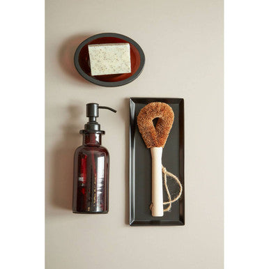 Allegra Brown Glass Soap Dispenser with Black Pump