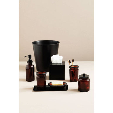 Allegra Brown Glass Soap Dispenser with Black Pump