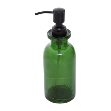 Allegra Green Glass Soap Dispenser with Black Pump 300ml