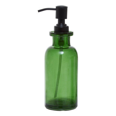 Allegra Green Glass Soap Dispenser with Black Pump 300ml