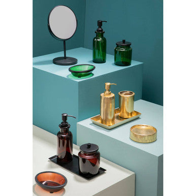 Allegra Green Glass Soap Dispenser with Black Pump 300ml