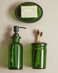 Allegra Green Glass Soap Dispenser with Black Pump 300ml