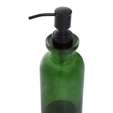 Allegra Green Glass Soap Dispenser with Black Pump 300ml