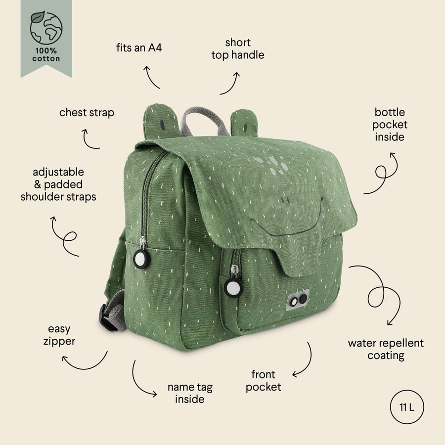 Children's Cotton Backpack with Chest Strap, Water-Repellent