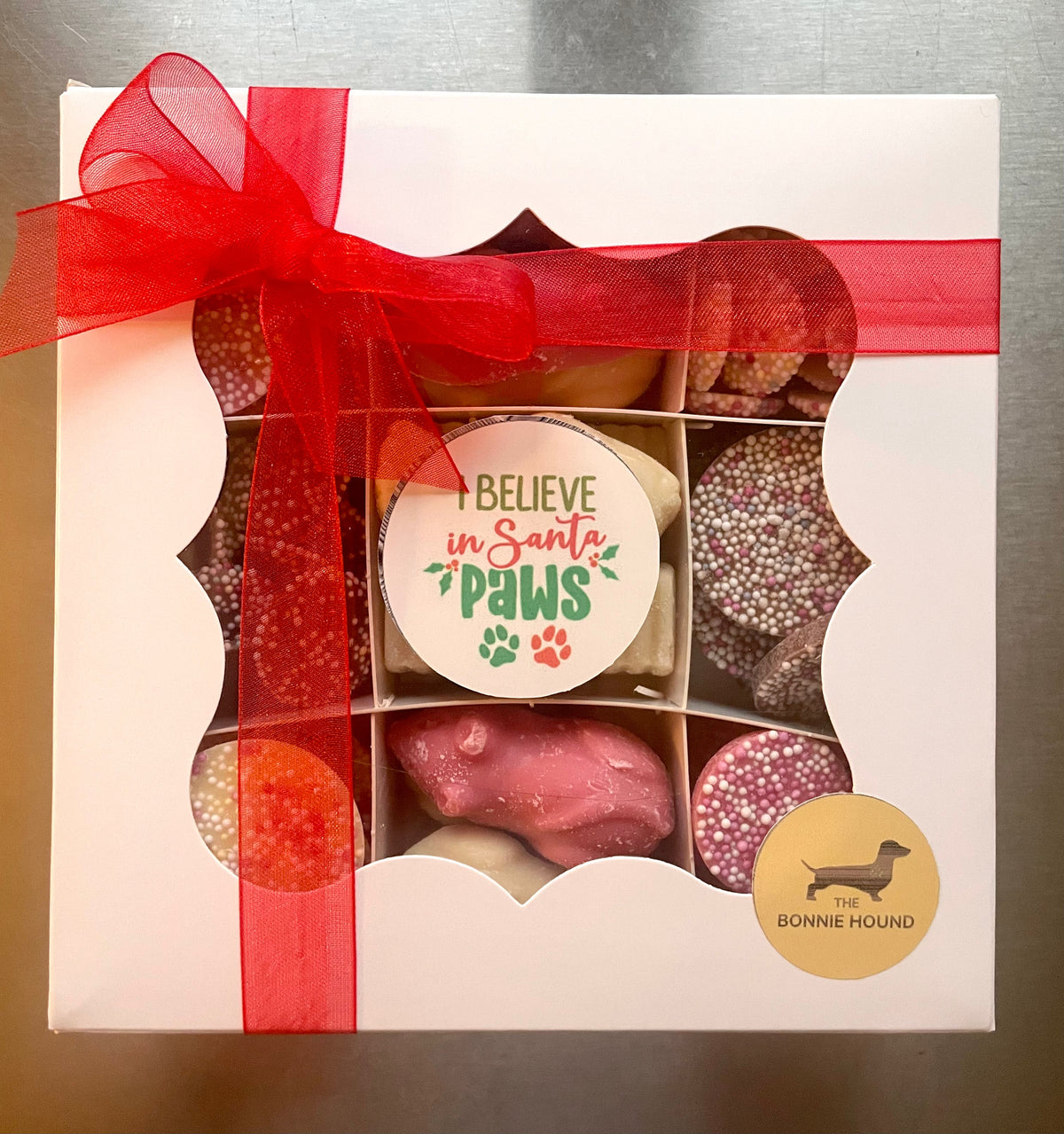 I Believe in Santa Paws Dog Biscuit Treat Box
