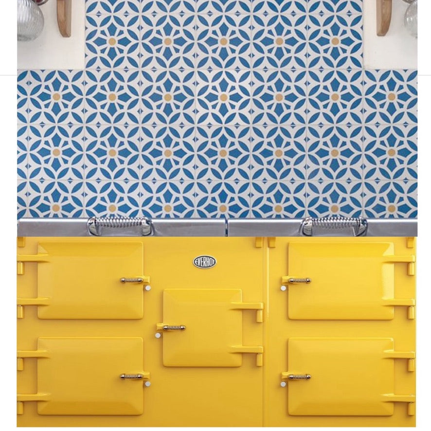 Luxury Maroq porcelain tiles, blue and white floral motif, premium anti-slip outdoor and indoor tiles, handcrafted design by Maria Starling by Maria Starling Design at brixbailey.com