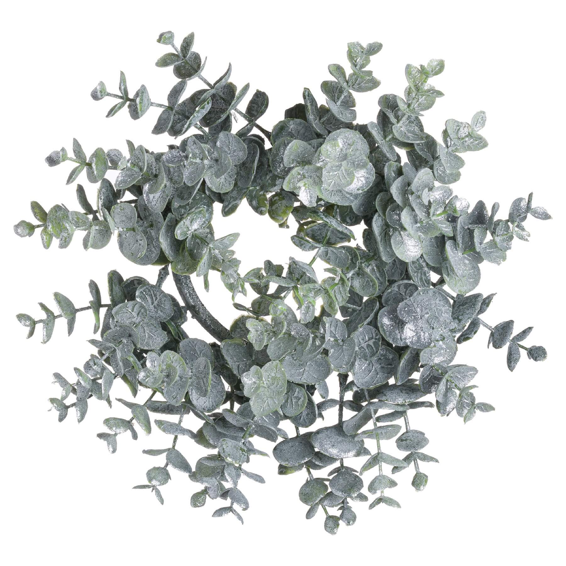 Frosted Eucalyptus Candle Wreath Table Centrepiece