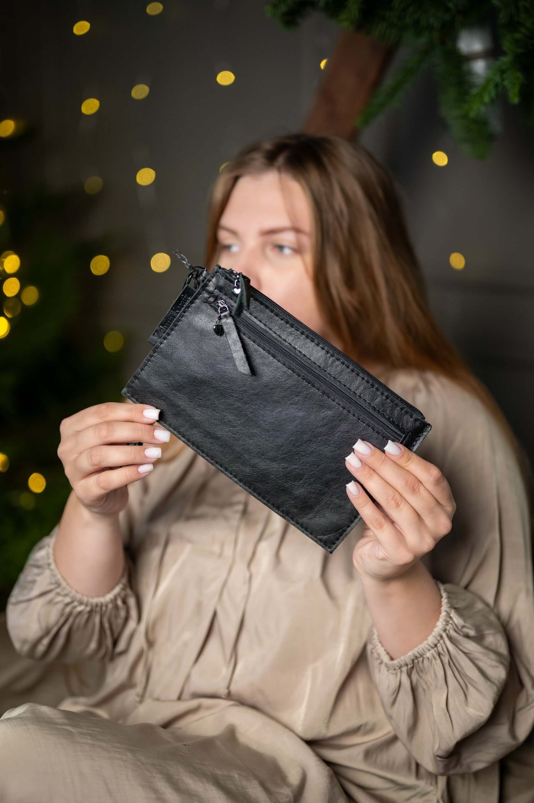 Black Leather Wristlet Wallet