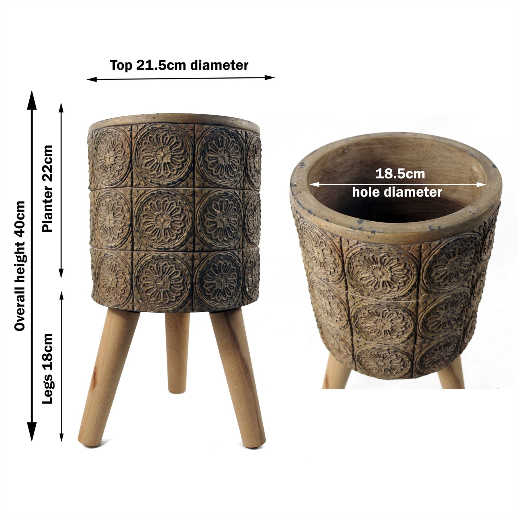 Planters Plant Pots Z i Flowers Composite 40cm x 21.5cm-2