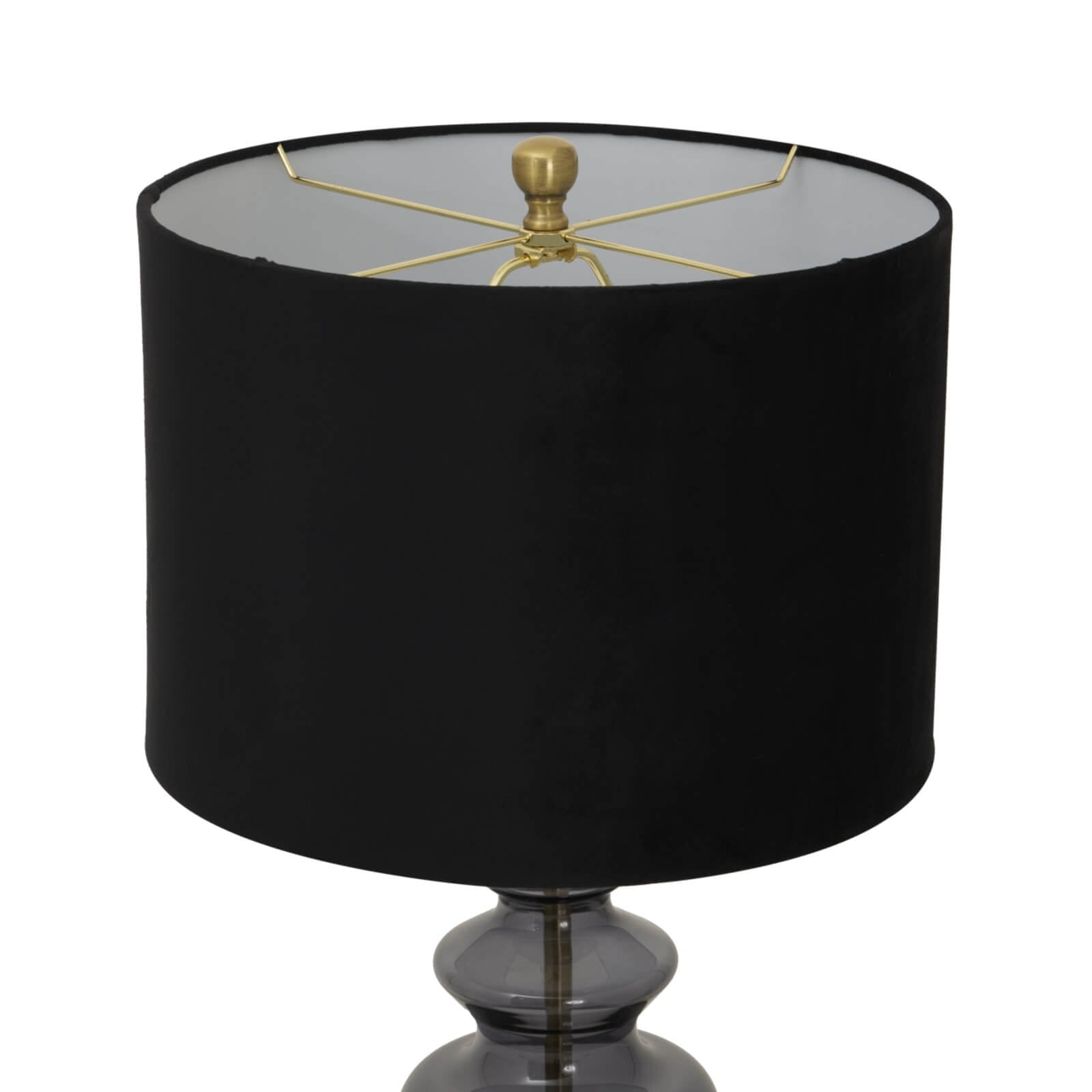 Glass Urn Table Lamp with Black Velvet Shade