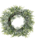 Frosted pine wreath with lifelike winter frost effect, pinecones, and elegant white-green accents, 55cm diameter. by sostter at brixbailey.com