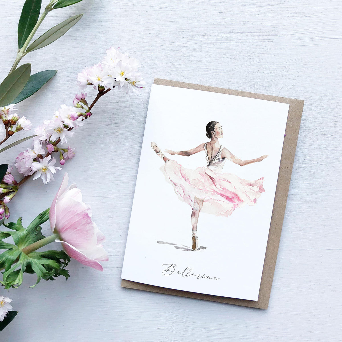 Watercolour Ballerina Greeting Card – Perfect for Dance Lovers
