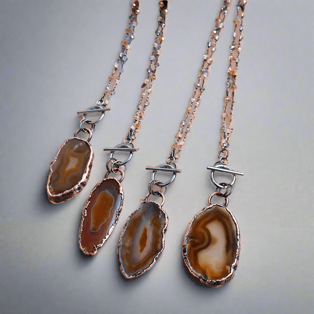 Agate Slice Necklace - Crystal Jewelry | Handmade by Blackbird &amp; Sage