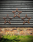 3 Large Rusty Metal barn STARS.
