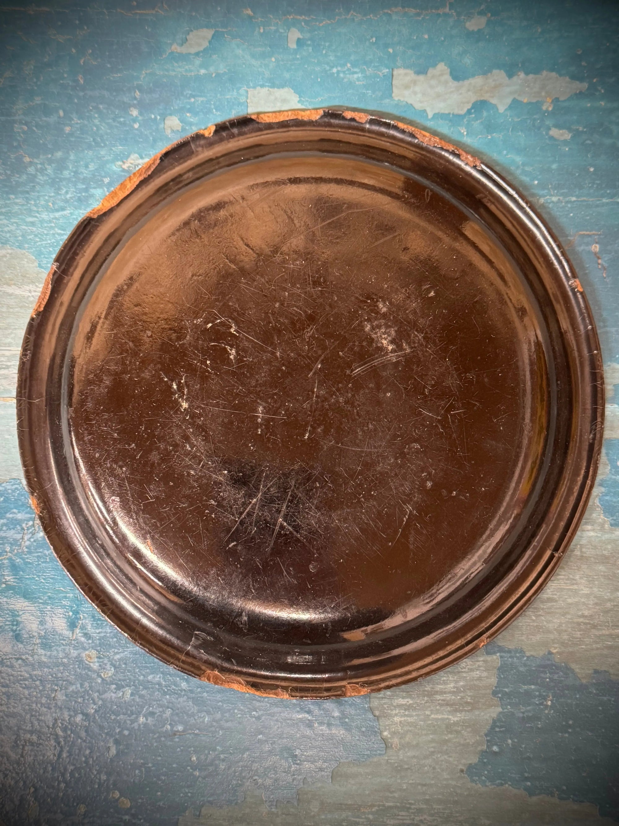 Antique 19th.C Papier-Mâché Lacquered Chinese Tray Plate Bowl Mother Of Pearl B