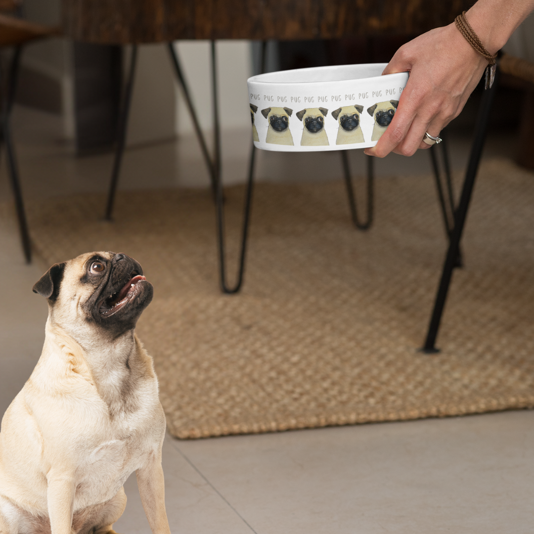 Pug Perfection: The High-End Ceramic Dog Bowl for Snorty Royals!